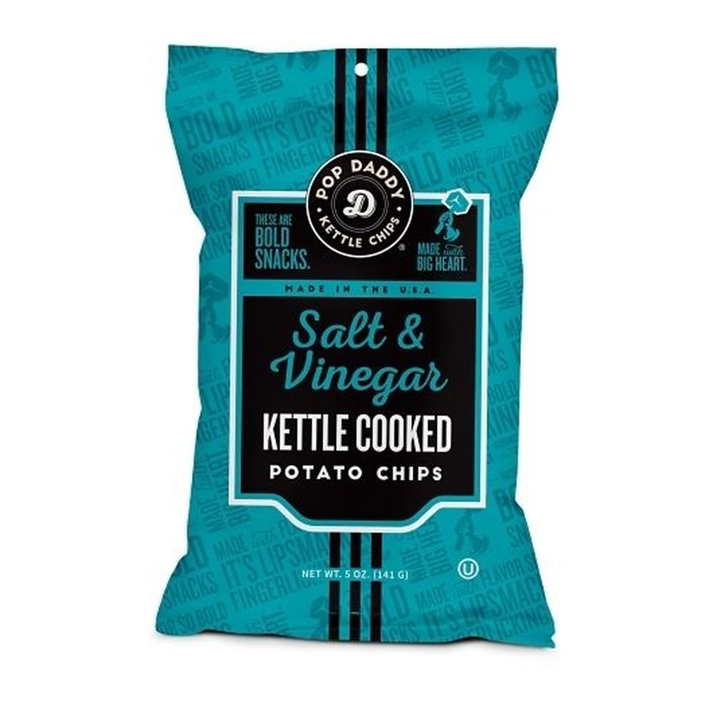 Pop Daddy Salt and Vinegar Kettle Cooked Potato Chips, 5 Ounce -- 12 per case