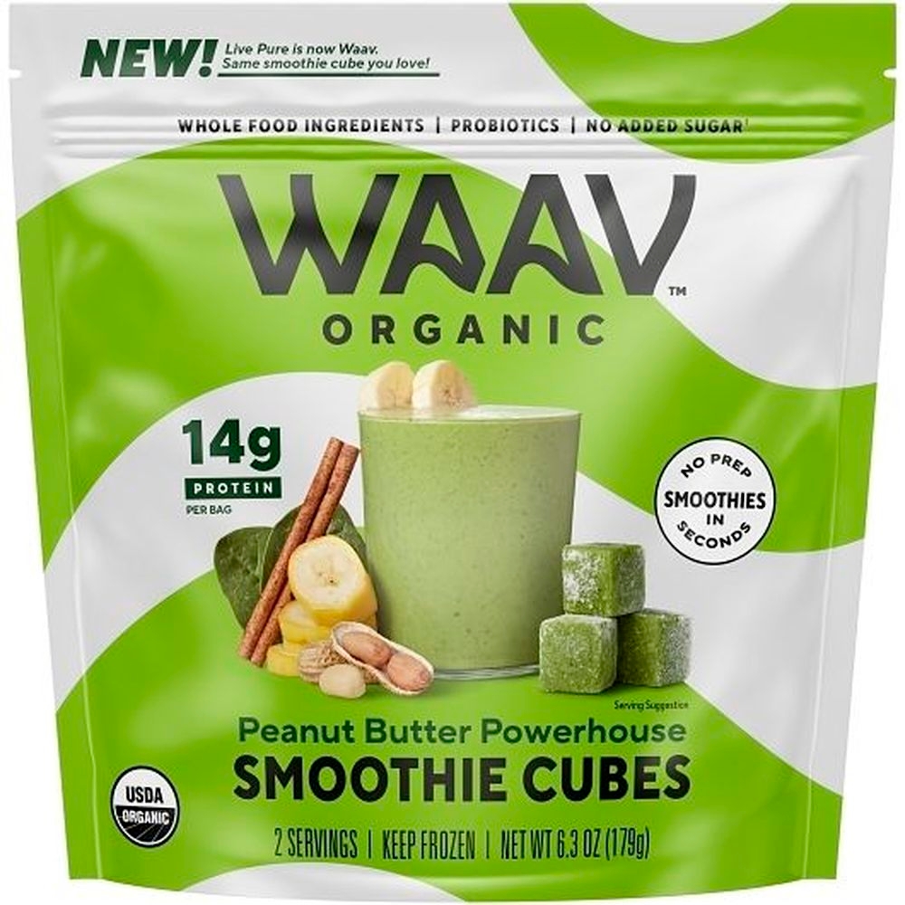 Waav Organic Peanut Butter Smoothie Cubes, 12 count -- 6 per case