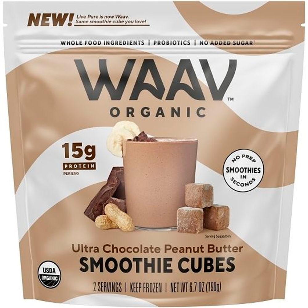 Waav Organic Chocolate Peanut Butter Smoothie Cubes, 12 count -- 6 per case