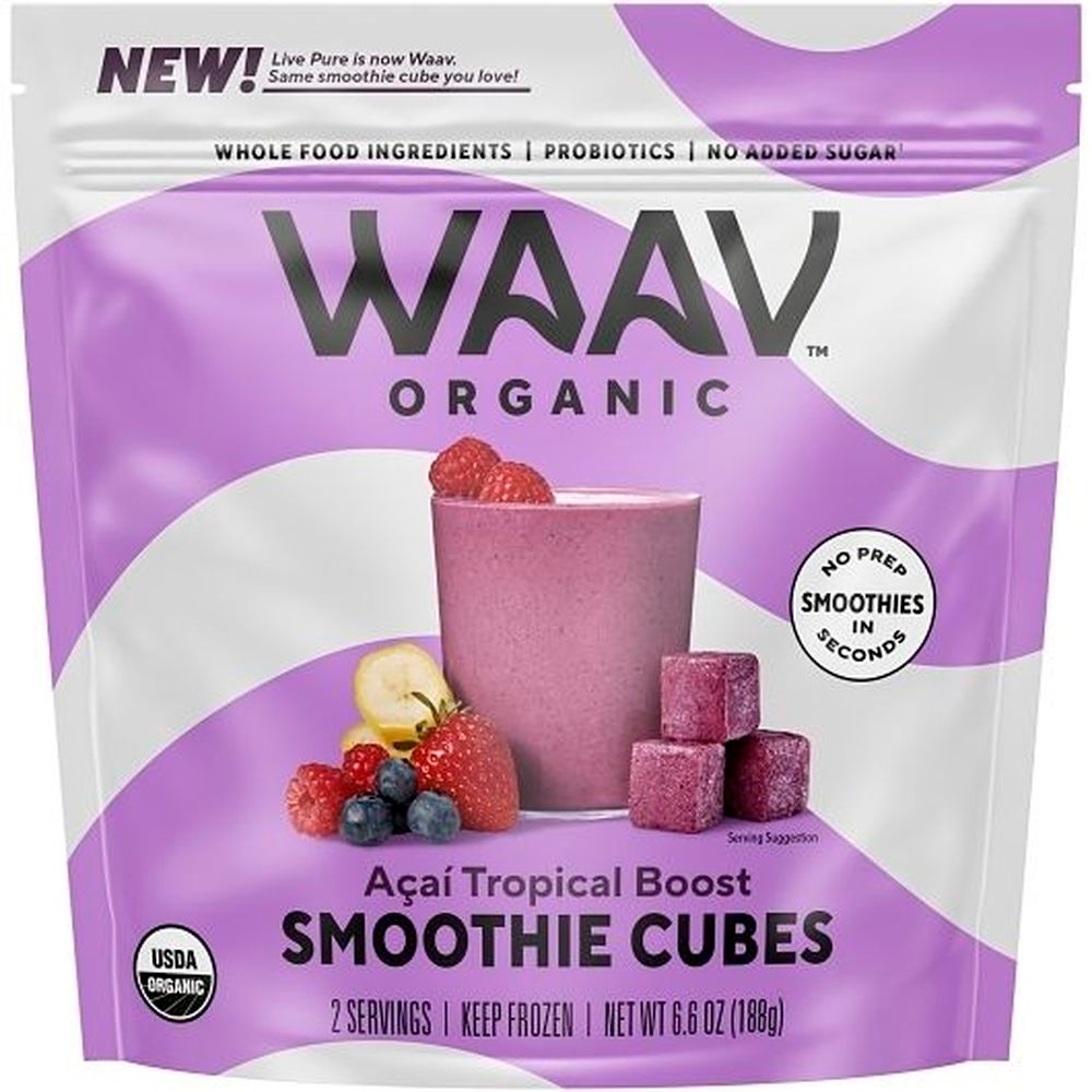 Waav Organic Acai Tropical Boost Smoothie Cubes, 12 count -- 6 per case