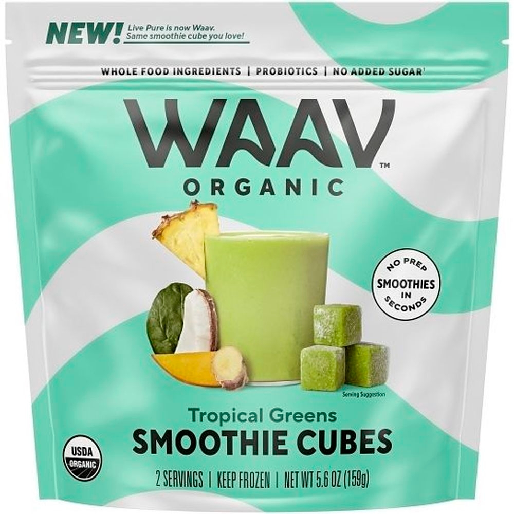 Waav Organic Tropical Greens Smoothie Cubes, 12 count -- 6 per case
