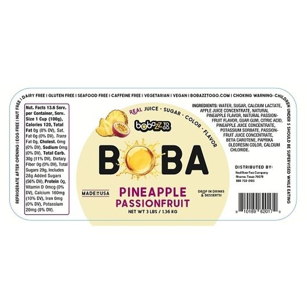 Bobazz To Go Pineapple Passionfruit Boba - Bulk, 3 Pound -- 9 per case