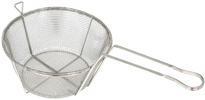 Winco Round 6 Mesh Wire Fry Basket, 10 7/16 x 10 7/16 x 5 5/16 inch -- 20 per case