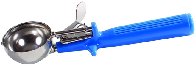 Winco Deluxe Stainless Steel One-Piece Blue Handle Size 16 Ice Cream Disher, 2 Ounce -- 36 per case