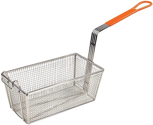Winco Fry Basket with Orange Handle, 12 1/8 x 6 1/2 x 5 3/8 inch -- 6 per case