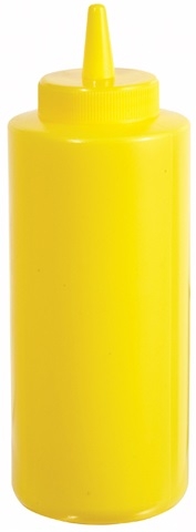 Winco Yellow Regular Squeeze Bottle, 12 Ounce -- 12 per case