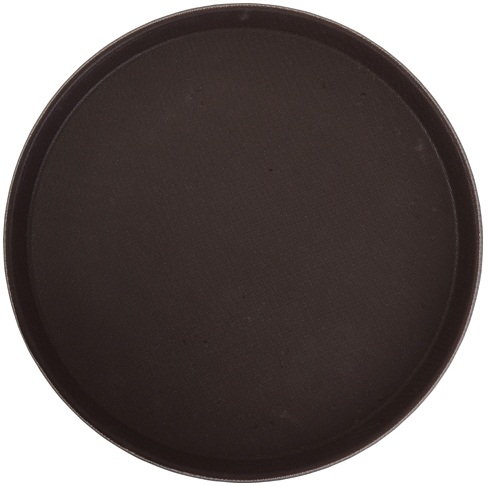 Winco Brown Easy Hold Rubber Lined Round Tray, 16 inch -- 12 per case