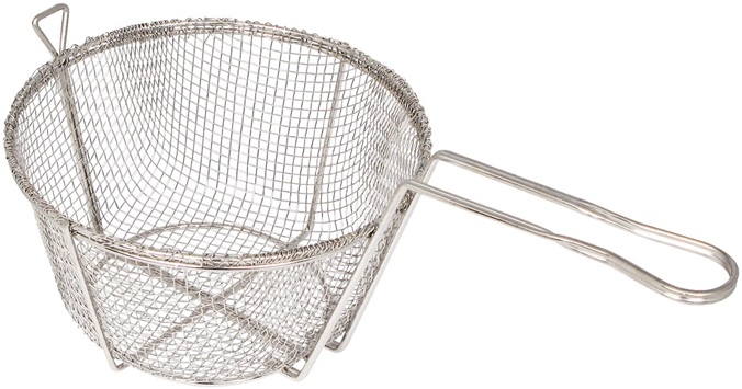 Winco Round 4 Mesh Wire Fry Basket, 8 1/2 x 8 1/2 x 4 1/4 inch -- 20 per case
