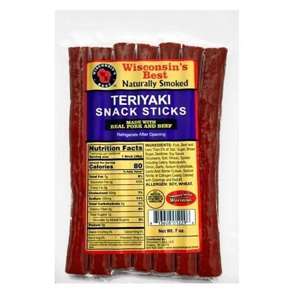 Wisconsins Best Teriyaki Snack Sticks - Value Pack Sticks, 7 Ounce -- 12 per case