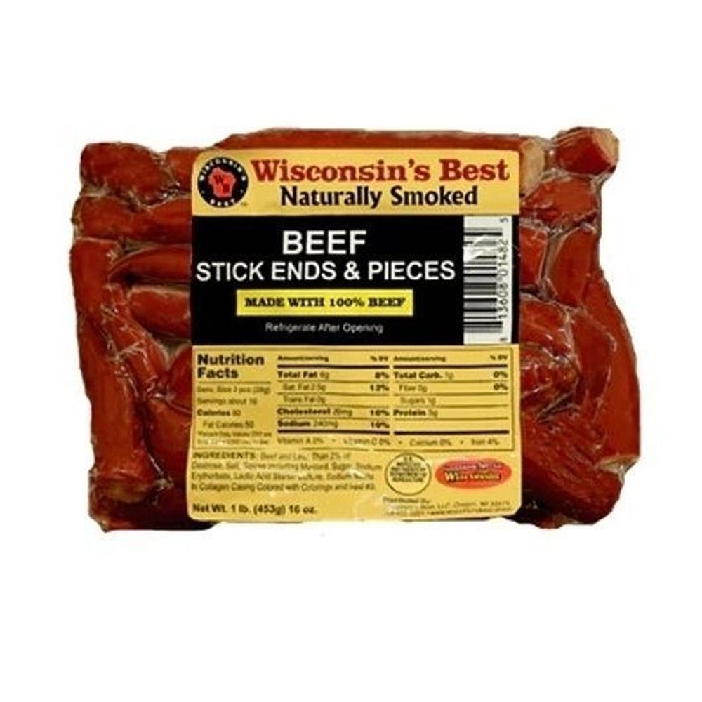 Wisconsins Best Beef Stick Ends and Pieces, 16 Ounce -- 12 per case