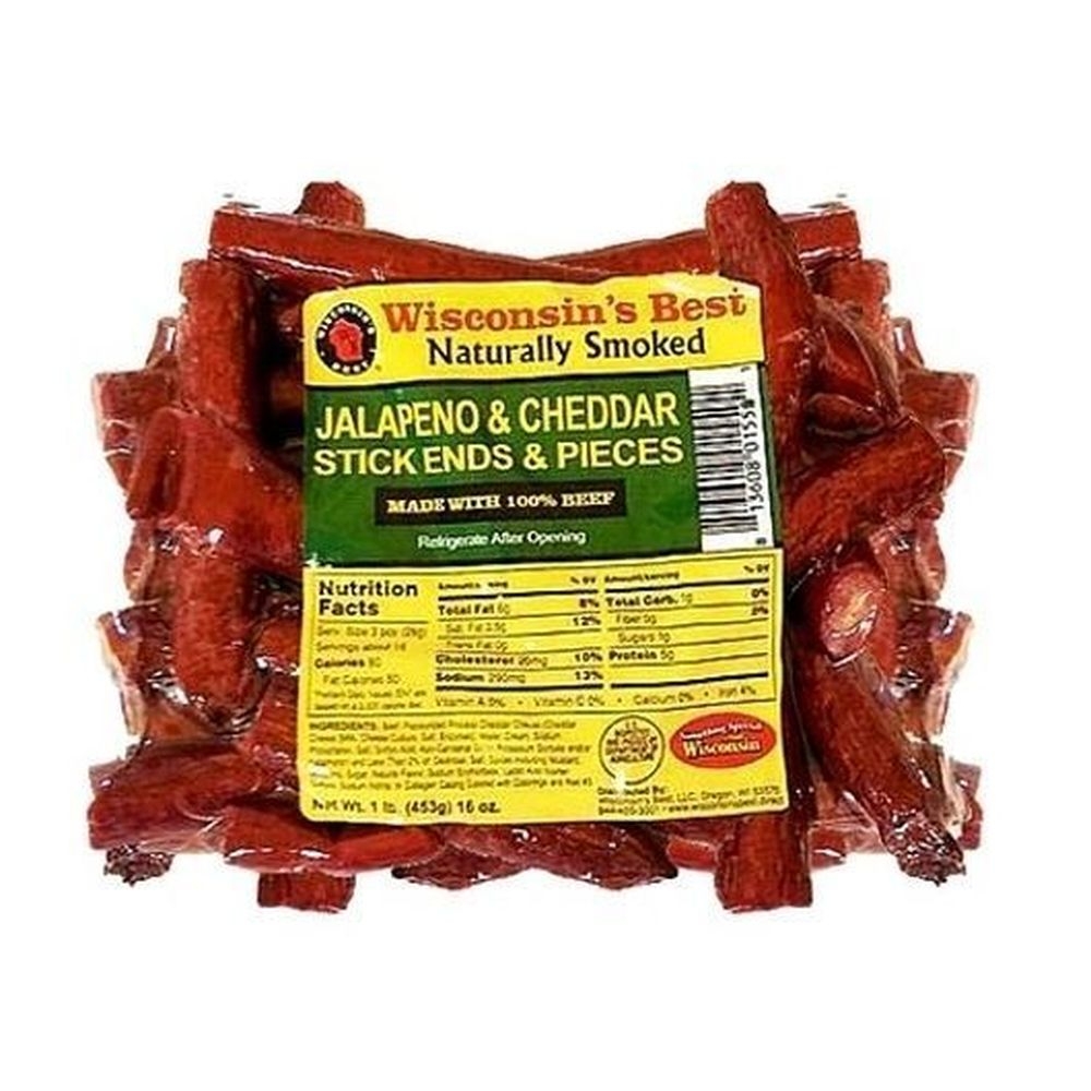 Wisconsins Best Jalapeno and Cheddar Stick Ends and Pieces, 1 Pound -- 12 per case