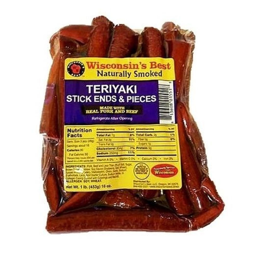 Wisconsins Best Teriyaki Stick Ends and Pieces, 1 Pound -- 12 per case