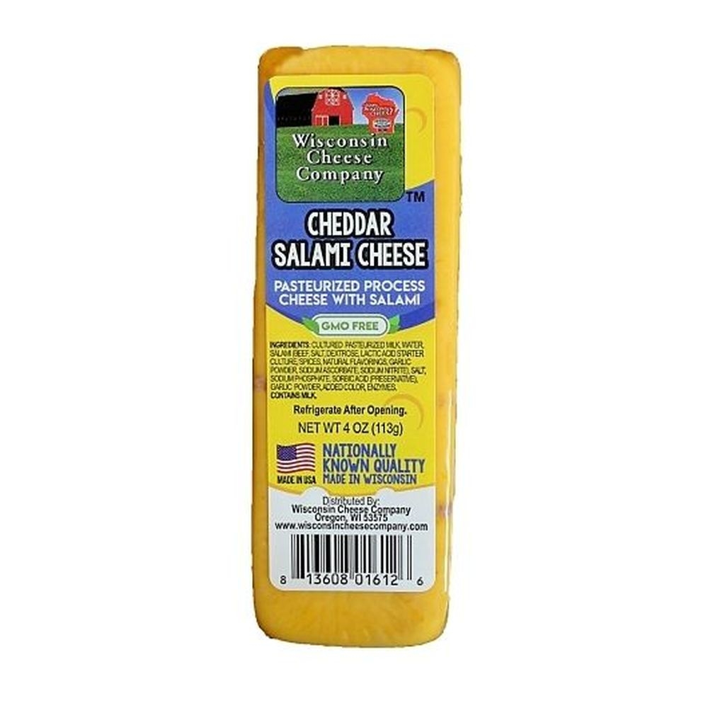 Wisconsin Cheese Company Shelf Stable Cheddar Salami Cheese Bar, 4 Ounce -- 36 per case