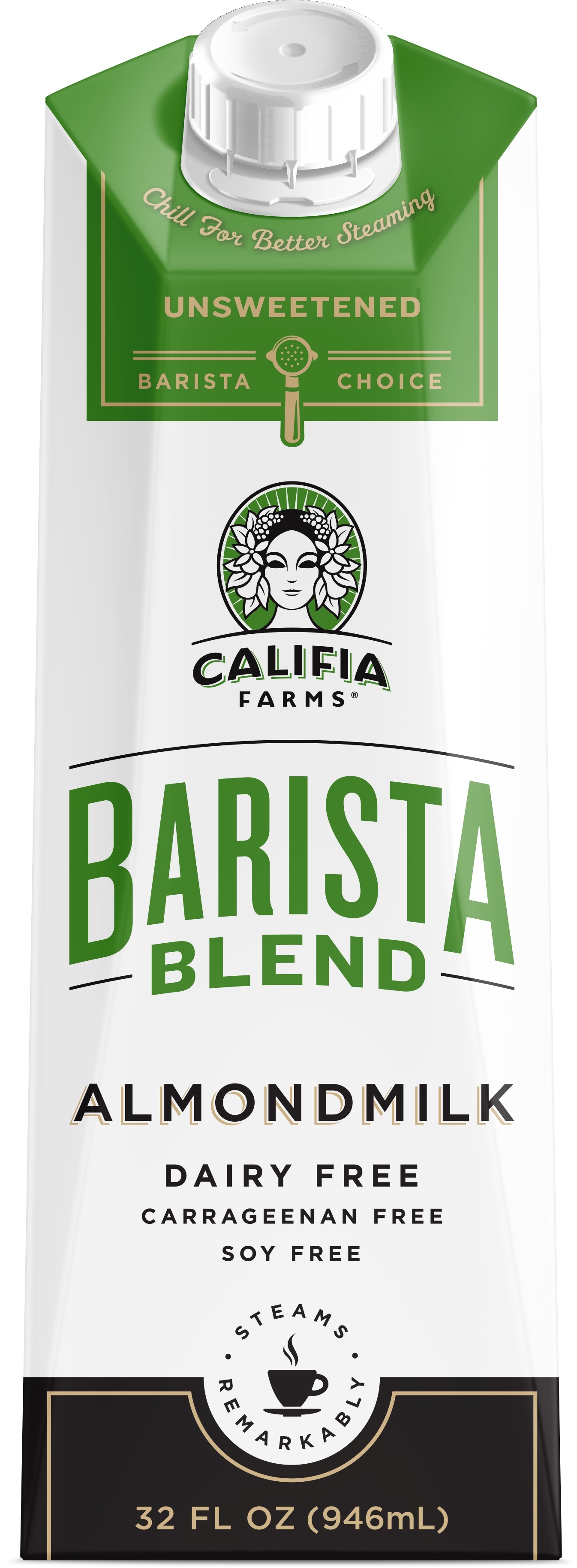 Califia Farms Barista Blend Unsweetened Almond Milk Creamer, 32 Fluid Ounce -- 6 per case.