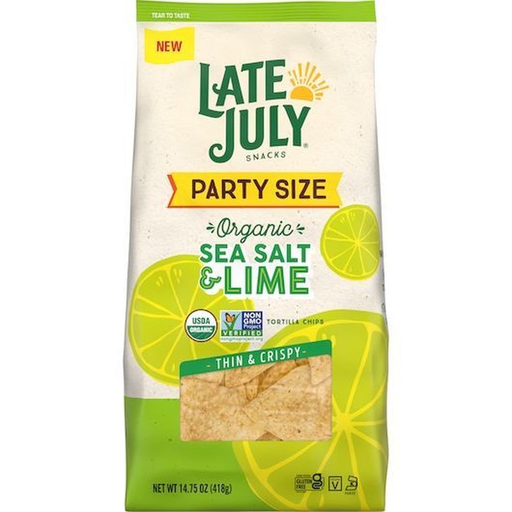 Late July Organic Sea Salt Lime Tortilla Chips - Party Size, 14.75 Ounce -- 9 per case