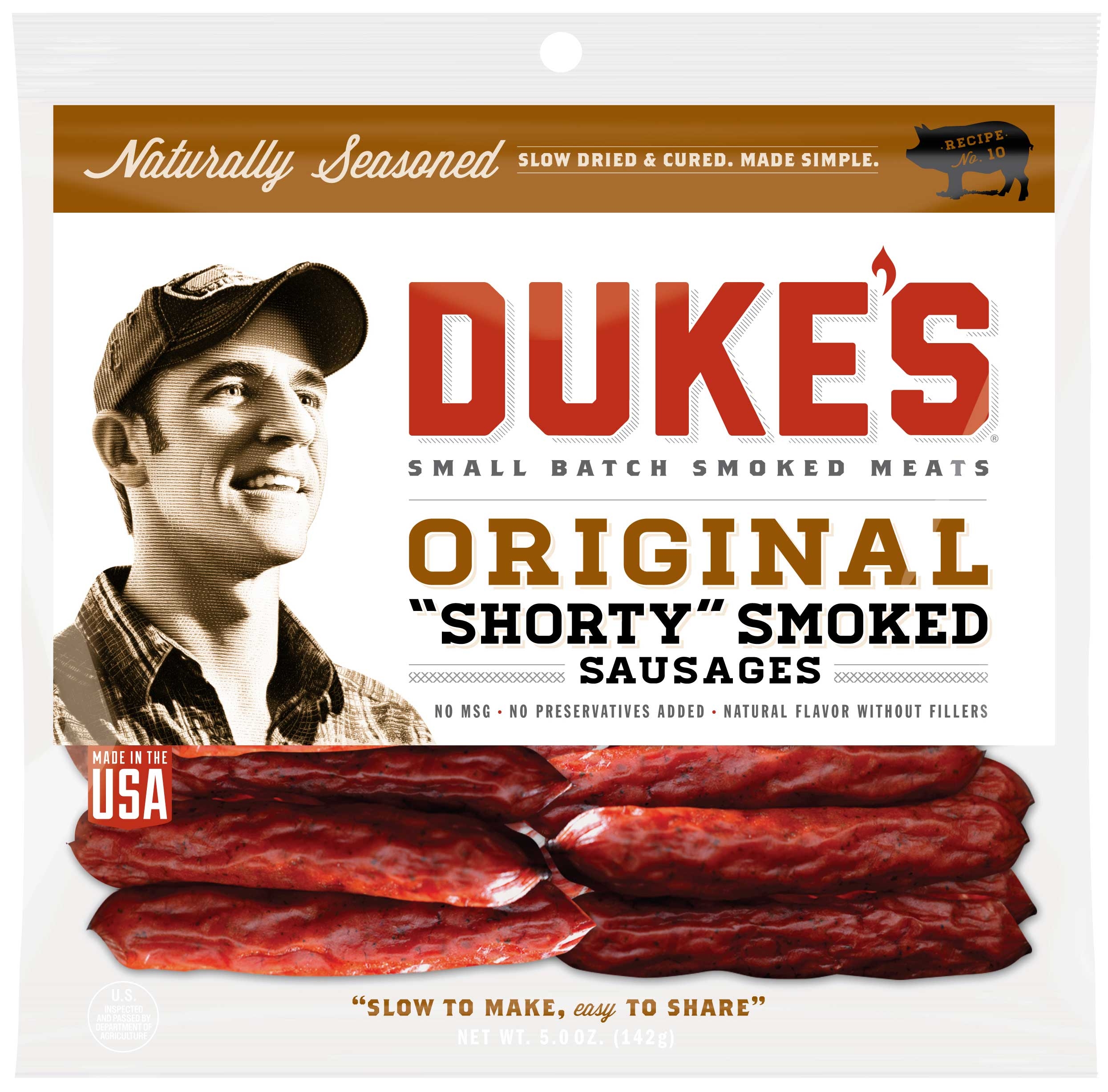 Dukes Original Shorty Smoked Sausages, 5 Ounce -- 8 per case.
