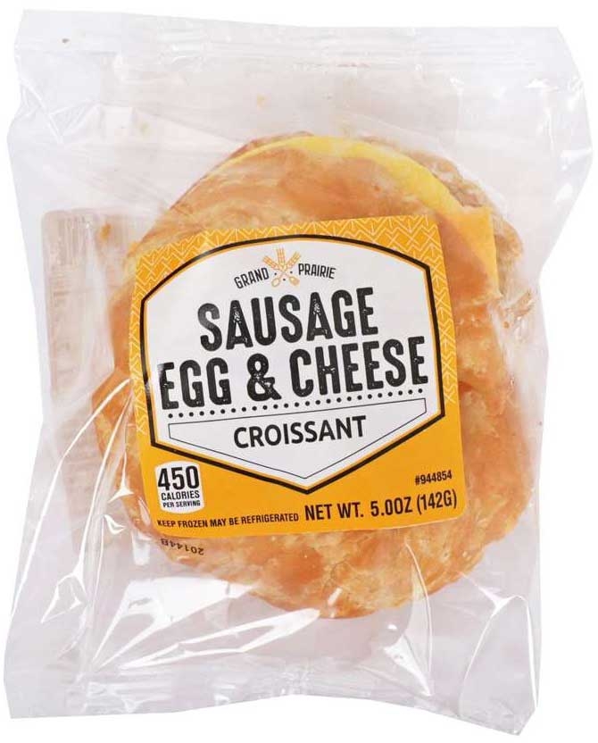 Grand Prairie Foods Sausage Egg and Cheese Croissant Sandwich, 5 Ounce -- 24 per case