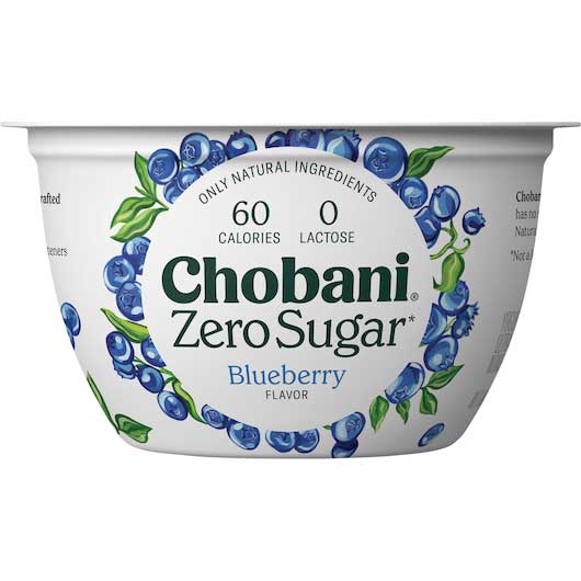 Chobani Zero Sugar Blueberry Yogurt, 5.3 Ounce -- 12 per case
