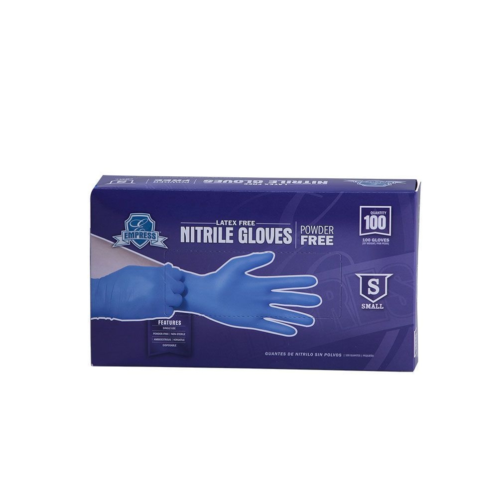 Empress Blue Small Powder Free Nitrile Gloves -- 1000 per case.