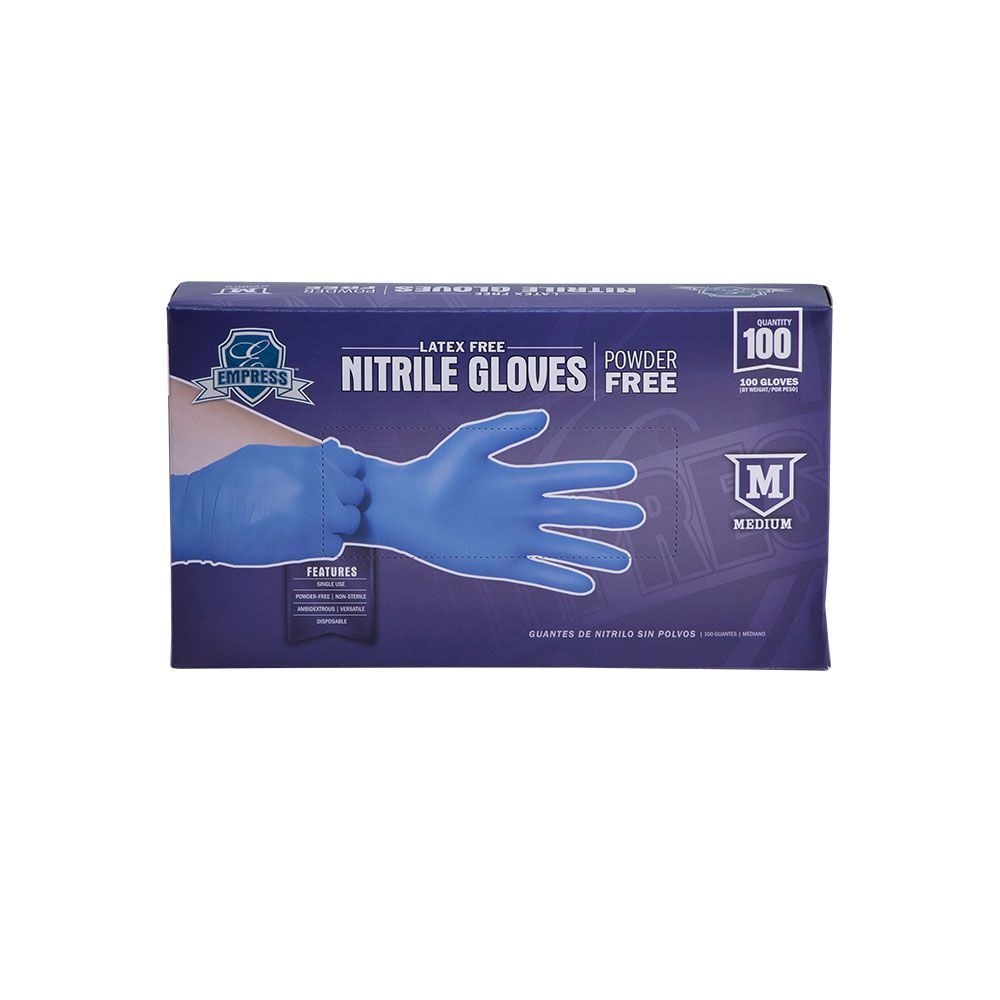 Empress Blue Medium Powder Free Nitrile Gloves -- 1000 per case.