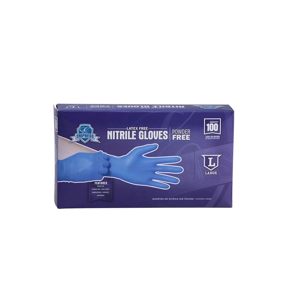 Empress Blue Large Powder Free Nitrile Gloves -- 1000 per case.