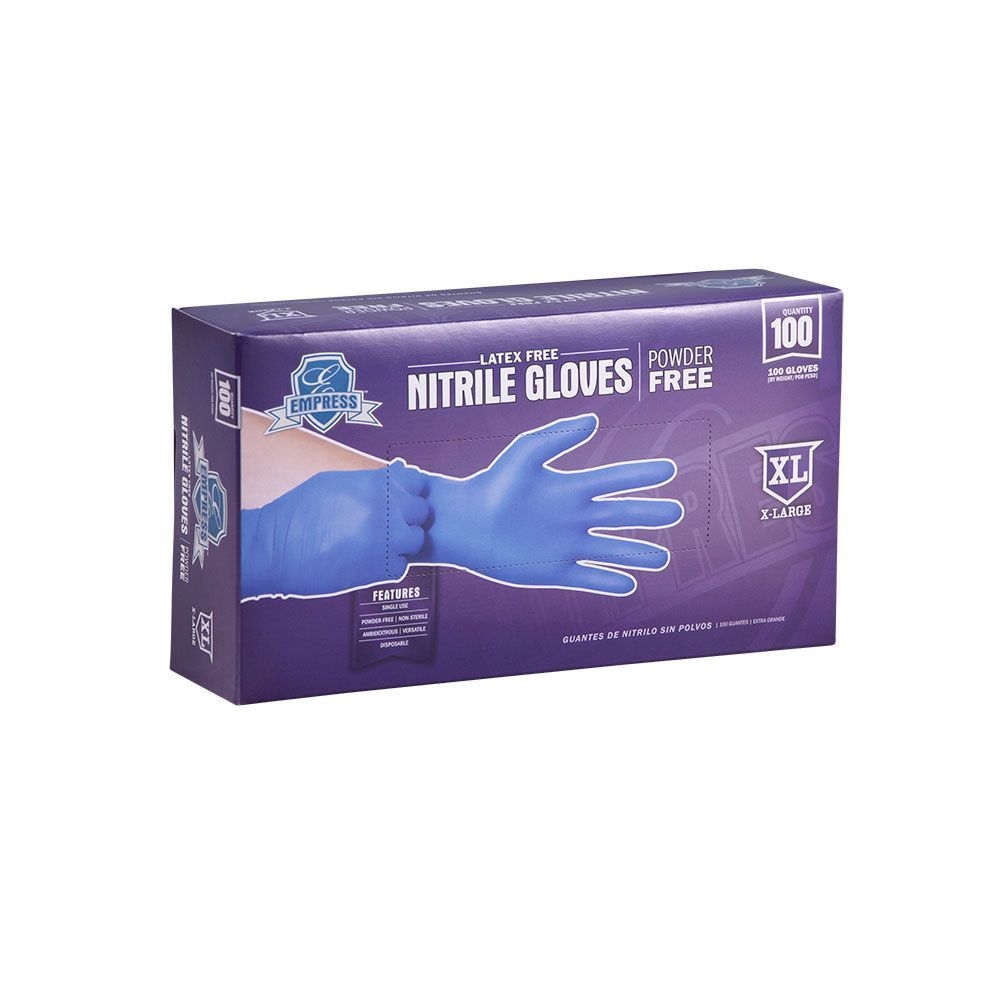 Empress Blue Extra Large Powder Free Nitrile Gloves -- 1000 per case.
