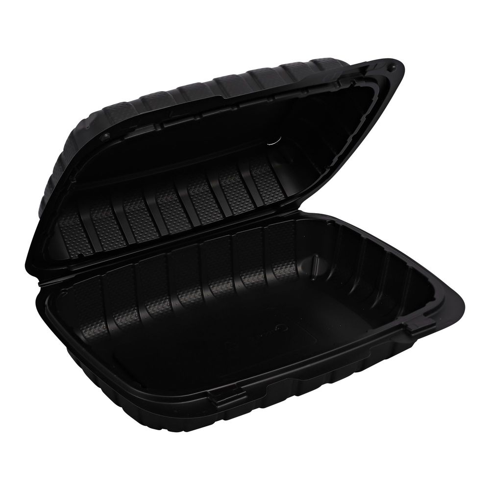 Empress Earth Black Mineral Filled Polypropylene Hinged Hoagie Container, 9 x 6 inch -- 150 per case.