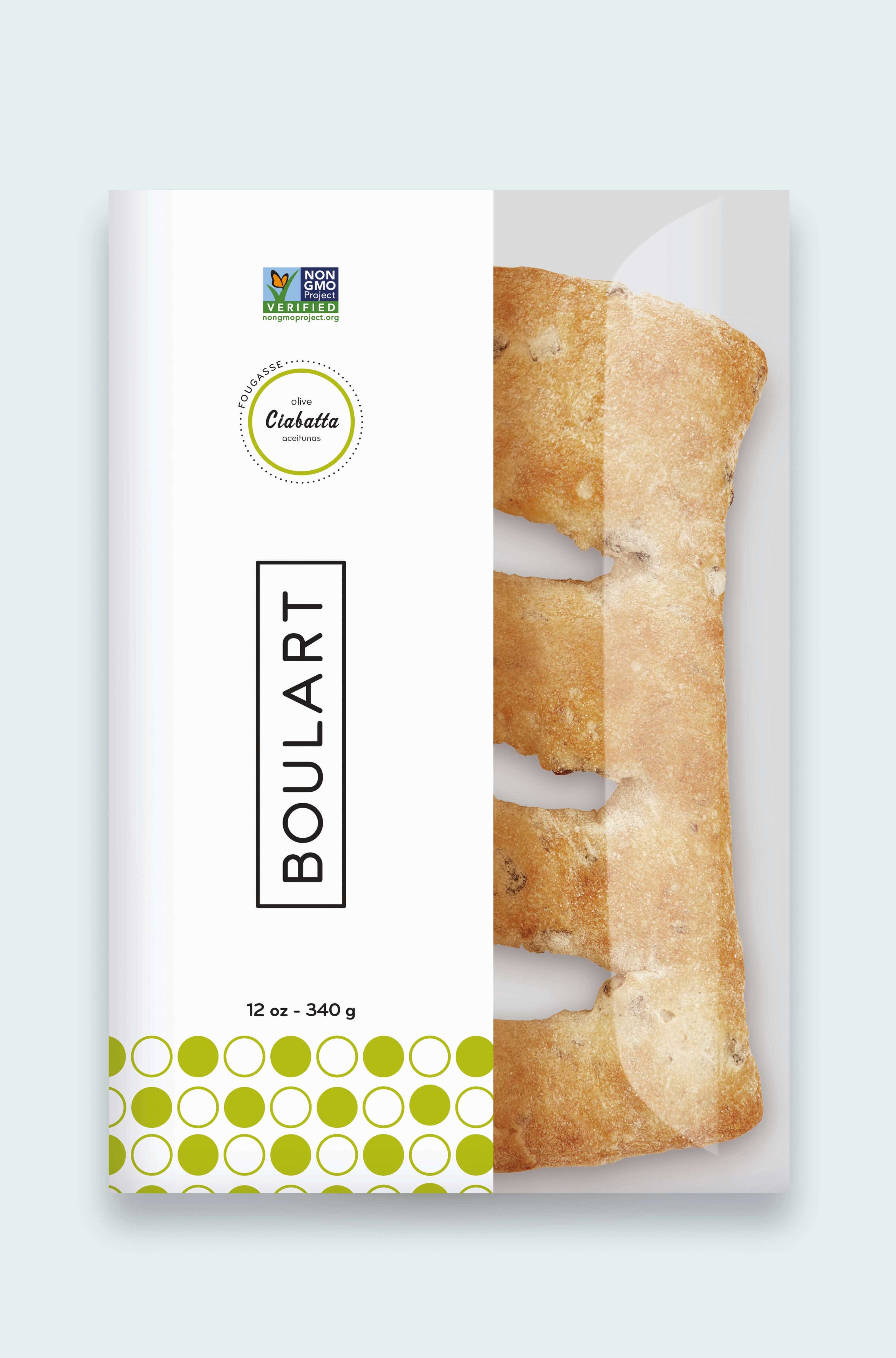 Boulart Olives Fougasse with Bags, 12 Ounce -- 16 per case.