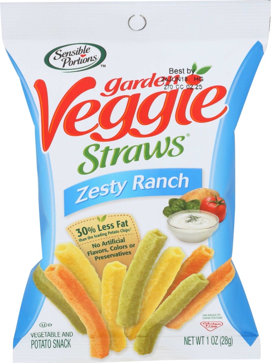 Sensible Portions Garden Zesty Ranch Veggie Straws, 1 Ounce -- 24 per case.