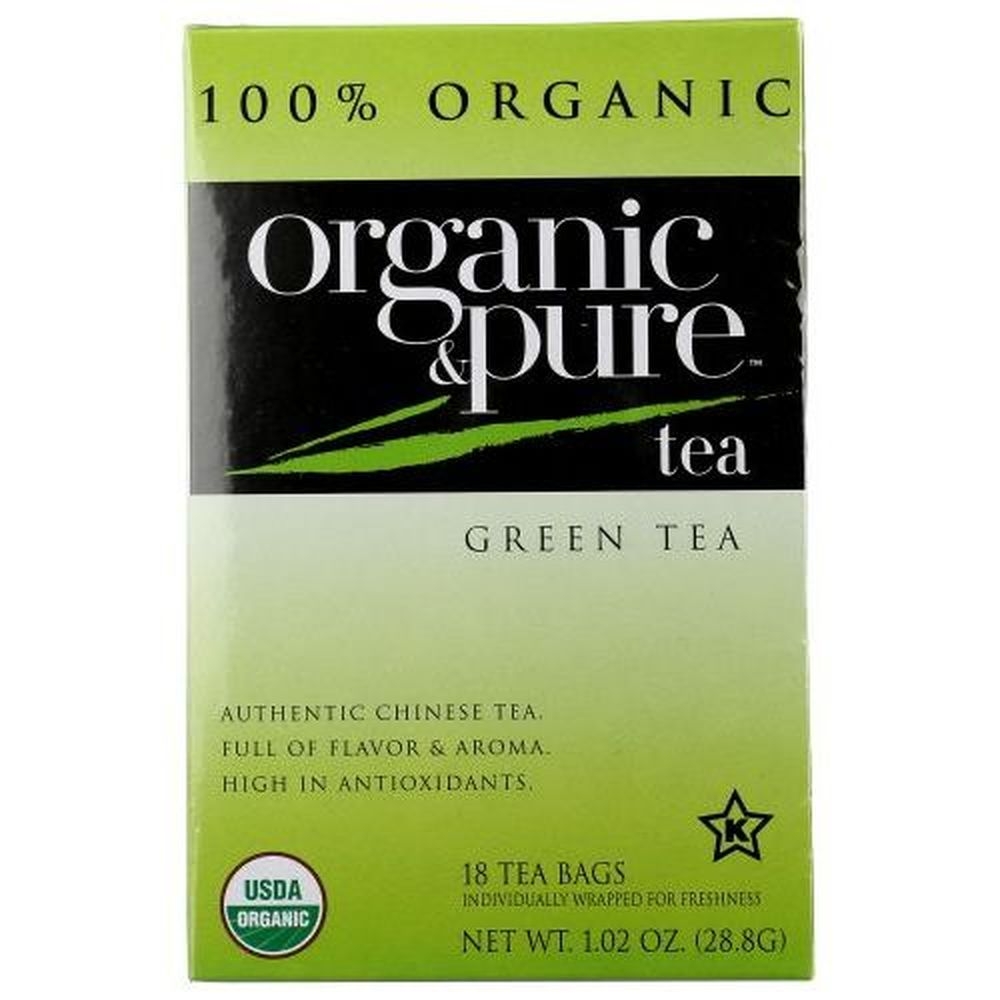 Organic and Pure Organic Green Tea, 18 tea bags -- 6 per case