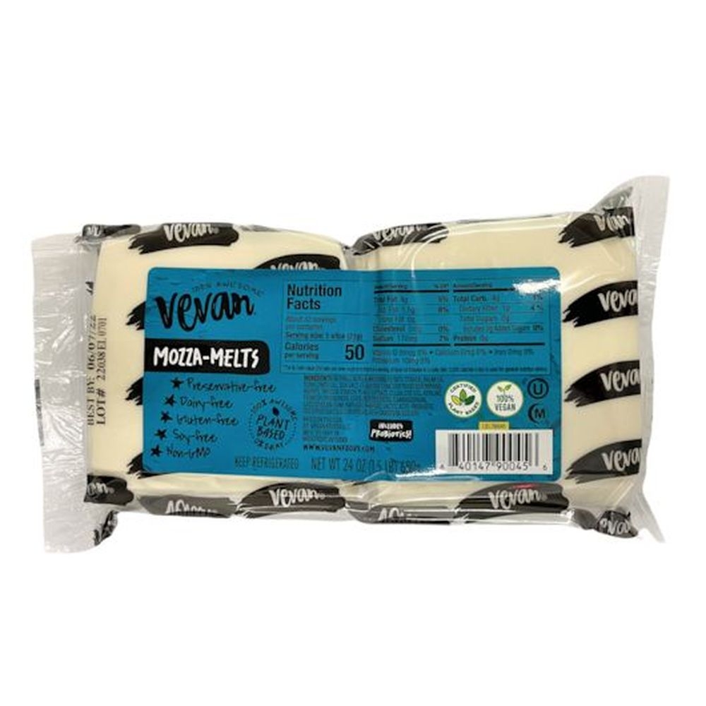 Vevan Plant Based Mozzarella Melt Slices, 1.5 Pound -- 8 per case