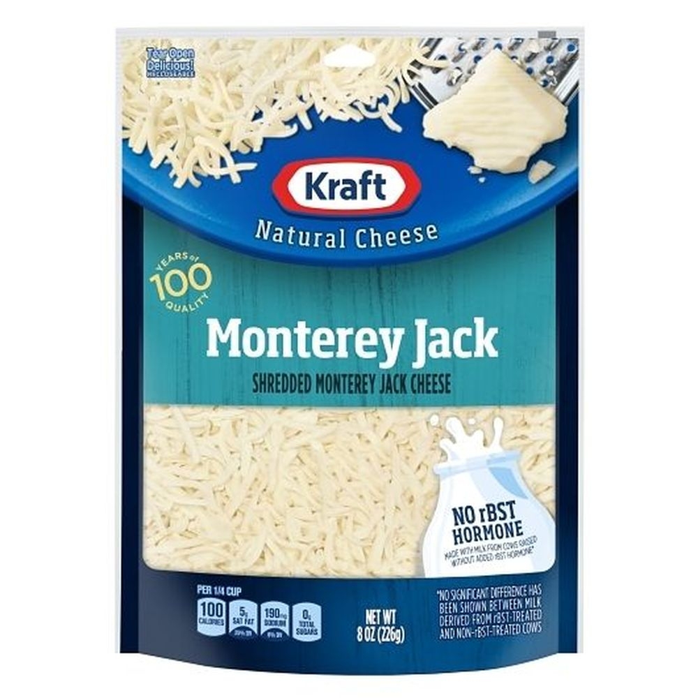 Kraft Shredded Monterey Jack Cheese, 8 Ounce -- 12 per case