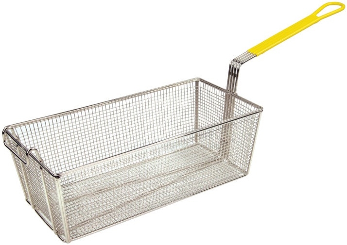Winco Fry Basket with Yellow Handle, 17 x 8.25 x 6 inch -- 6 per case