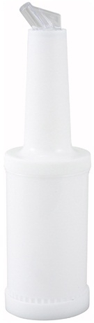 Winco White Spout and Lid Liquor/Juice Pour Bottle, 1 Quart -- 12 per case