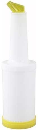 Winco Yellow Spout and Lid Liquor/Juice Pour Bottle, 1 Quart -- 12 per case