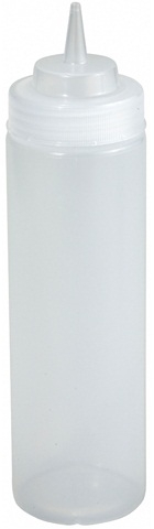 Winco Clear Wide Mouth 12 Ounce Squeeze Bottle, 6 count per pack -- 12 per case