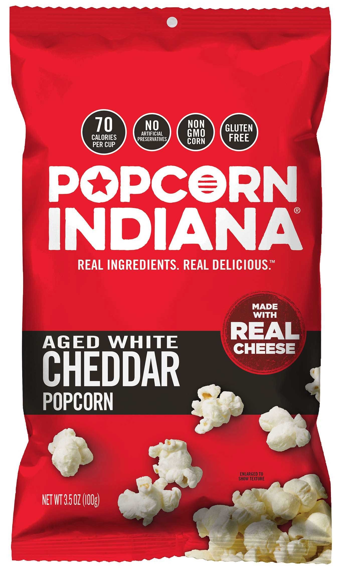 Popcorn Indiana Aged Wisconsin White Cheddar Crispy Popcorn, 3.5 Ounce -- 6 per case.