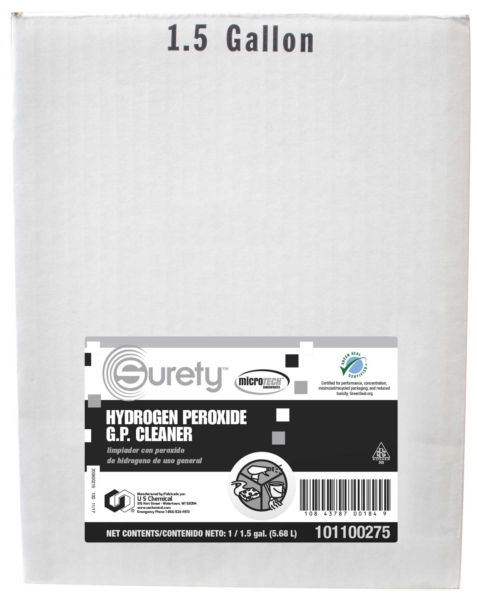 Surety Hydrogen Peroxide General Purpose Cleaner, 1.5 Gallon.