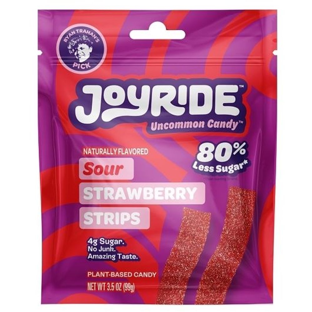 Joyride Low Sugar Sour Strawberry Strips Candy, 3.5 Ounce -- 10 per case