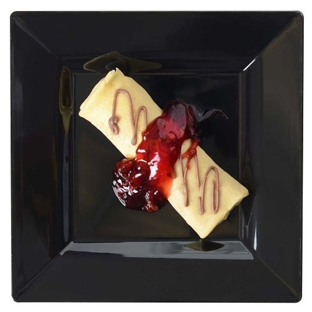 Fineline Settings Plastic 6.5 inch Black Square Dessert Plate, 120 count