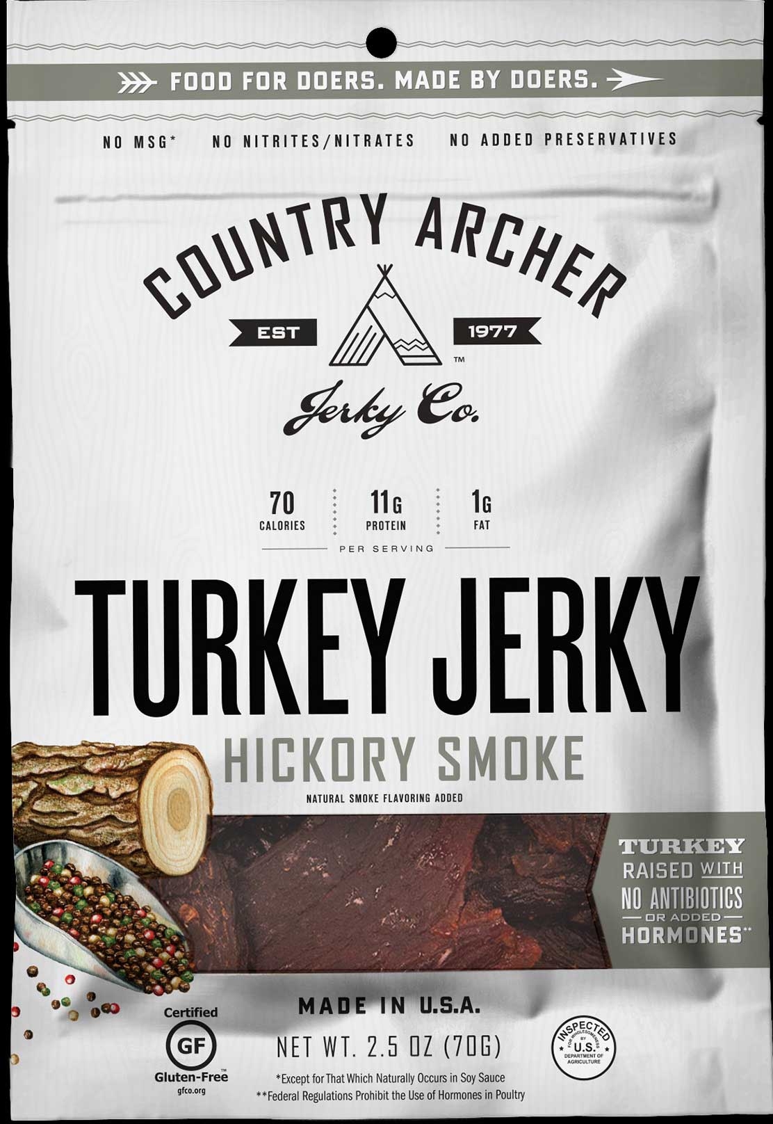 Country Archer Hickory Smoked Turkey Jerky, 2.5 Ounce -- 12 per case