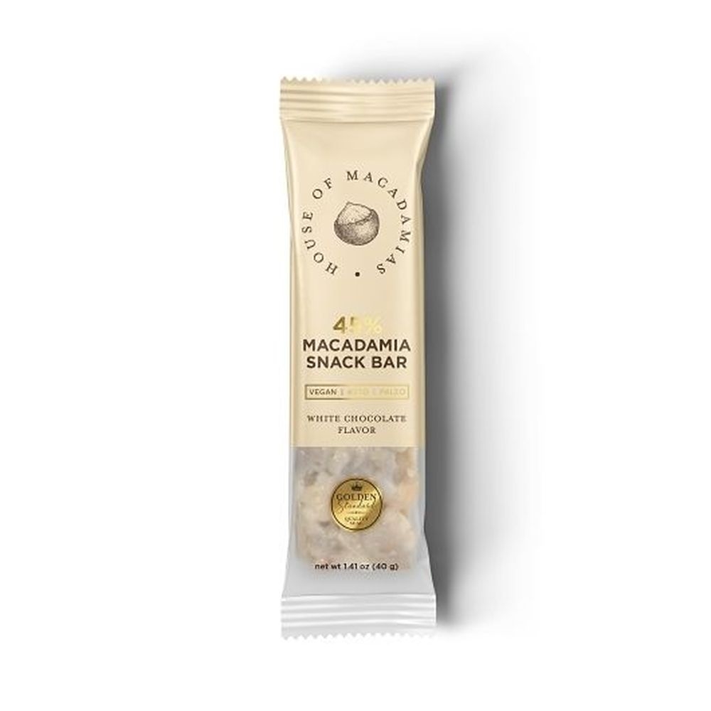 House Of Macadamias White Chocolate Macadamia Snack Bar, 1.41 Ounce -- 96 per case