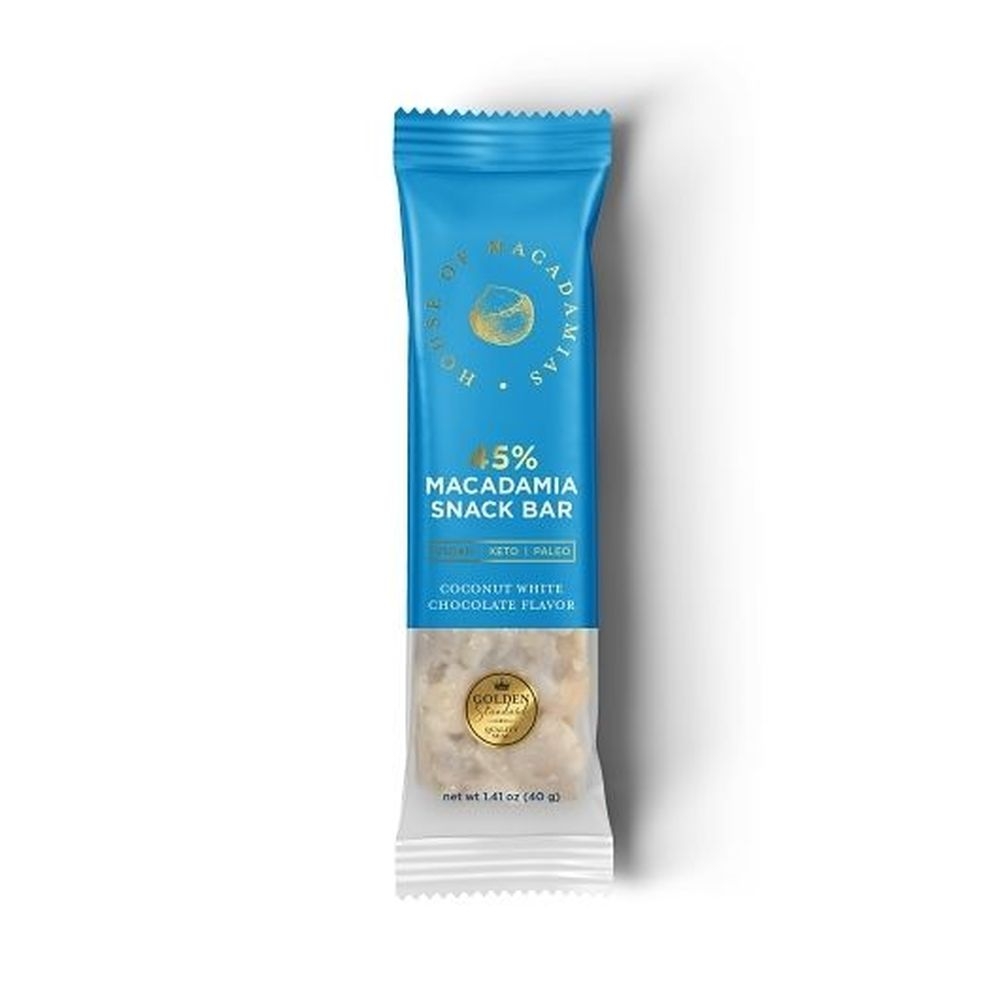 House Of Macadamias Coconut White Chocolate Macadamia Snack Bar, 1.41 Ounce -- 96 per case