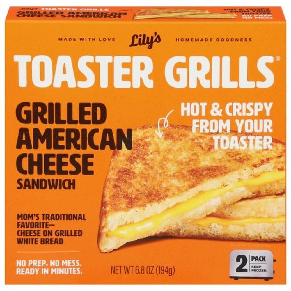 Lilys Toaster Grills American Cheese Sandwich, 2 count -- 8 per case