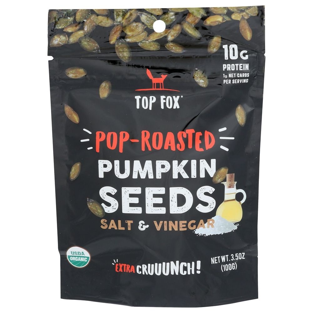 Top Fox Salt and Vinegar Pop Roasted Pumpkin Seeds, 3.5 Ounce -- 6 per case
