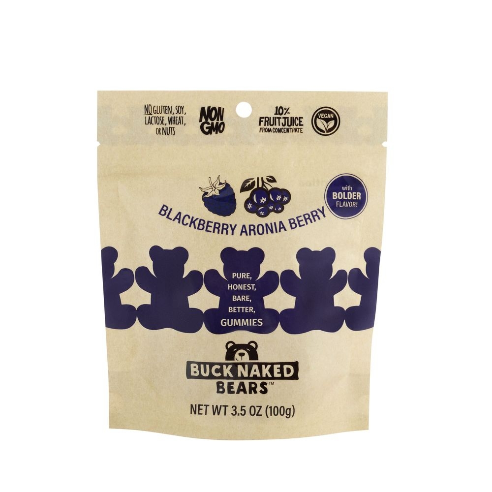 Buck Naked Blackberry Aronia Berry Gummy Bears, 3.5 Ounce -- 12 per case