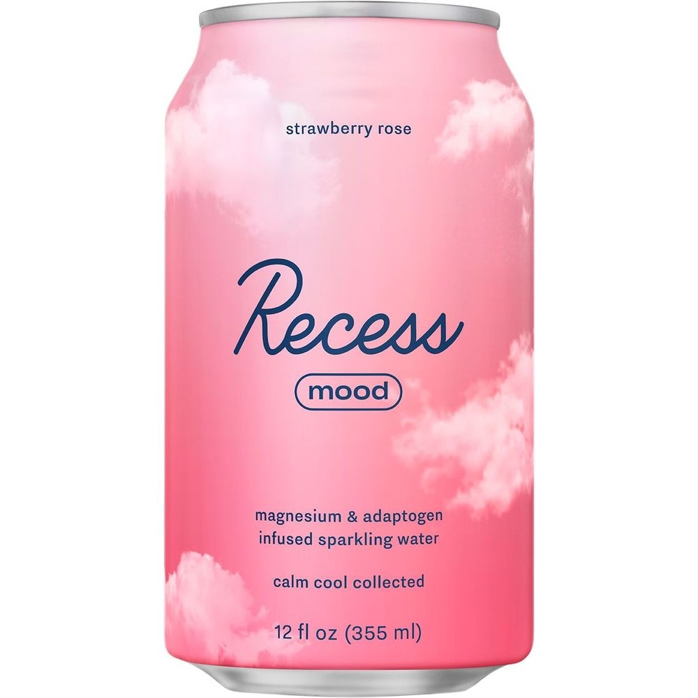 Recess Mood Strawberry Rose Sparkling Water, 12 Fluid Ounce -- 12 per case