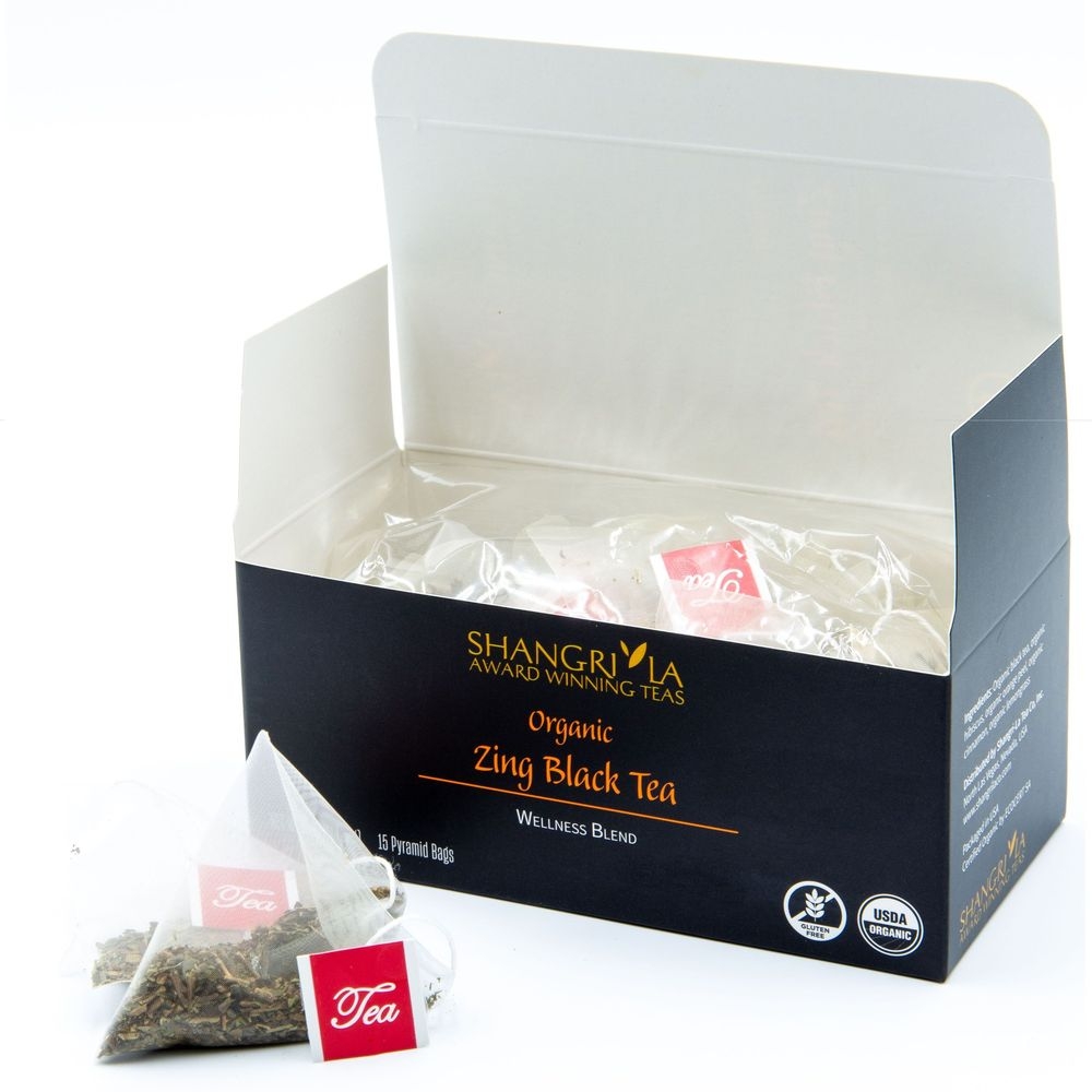 Shangri La Organic Wellness Zing Black Herbal Tea, 15 count -- 2 per case