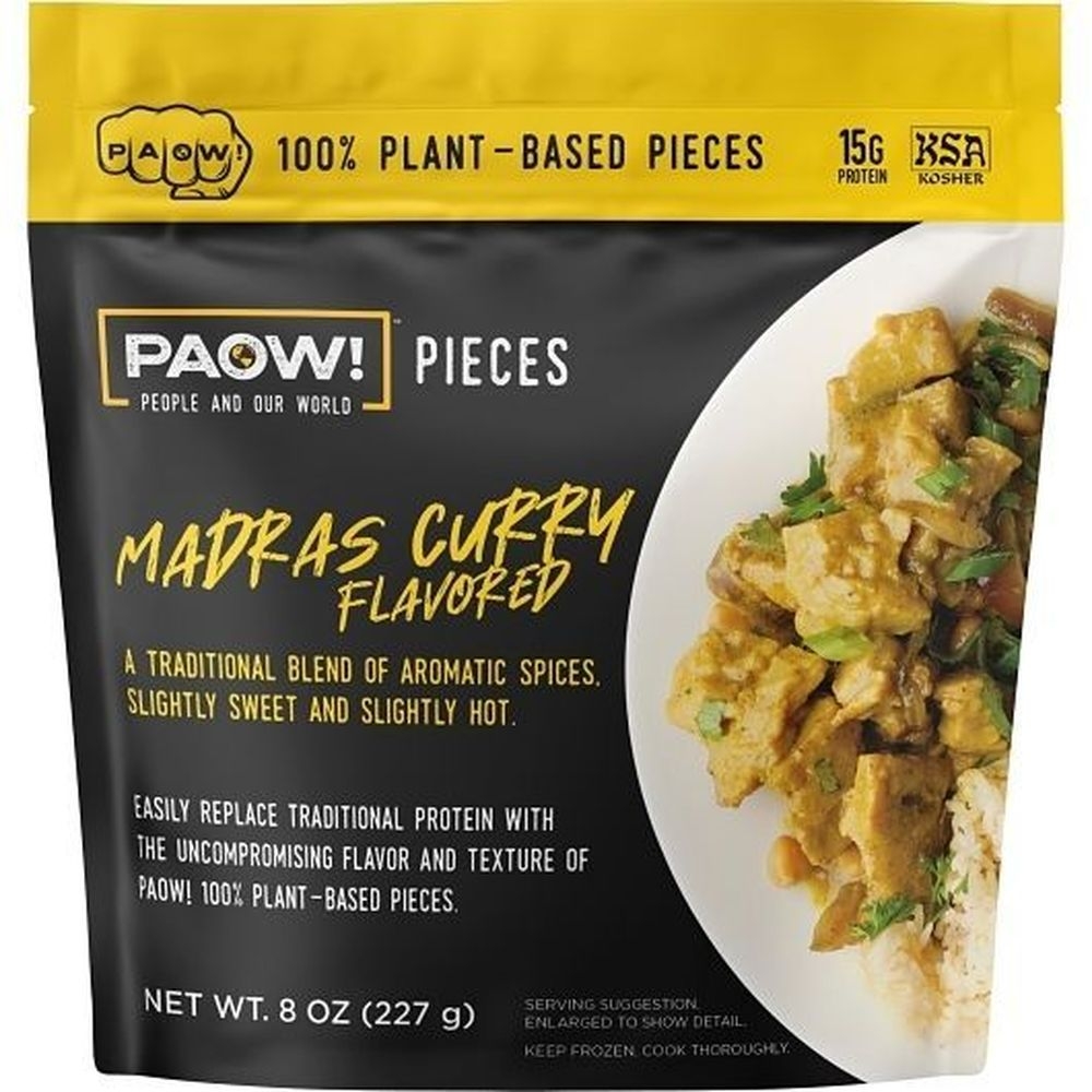 Future Foods Paow Madras Curry Flavored Plant-Based Protein Pieces, 8 Ounce -- 6 per case