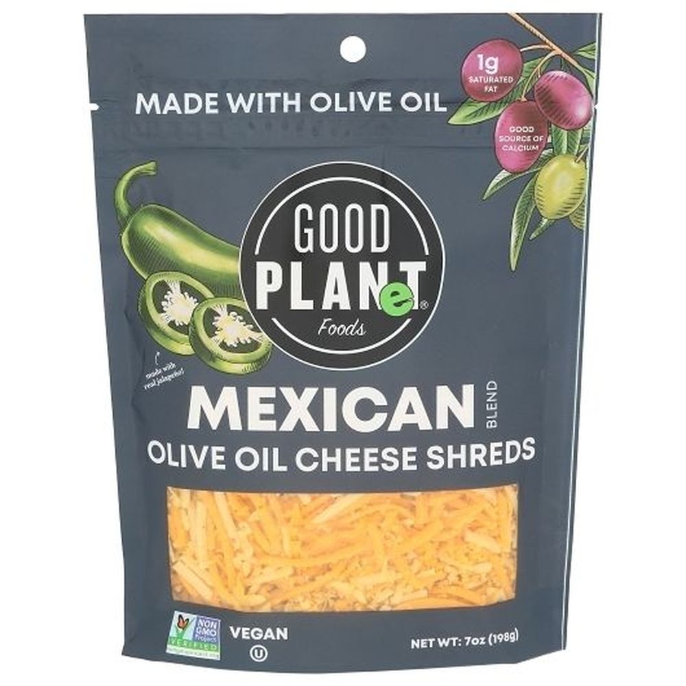 Good Planet Foods Mexican Blend Olive Oil Cheese Shreds, 7 Ounce -- 7 per case